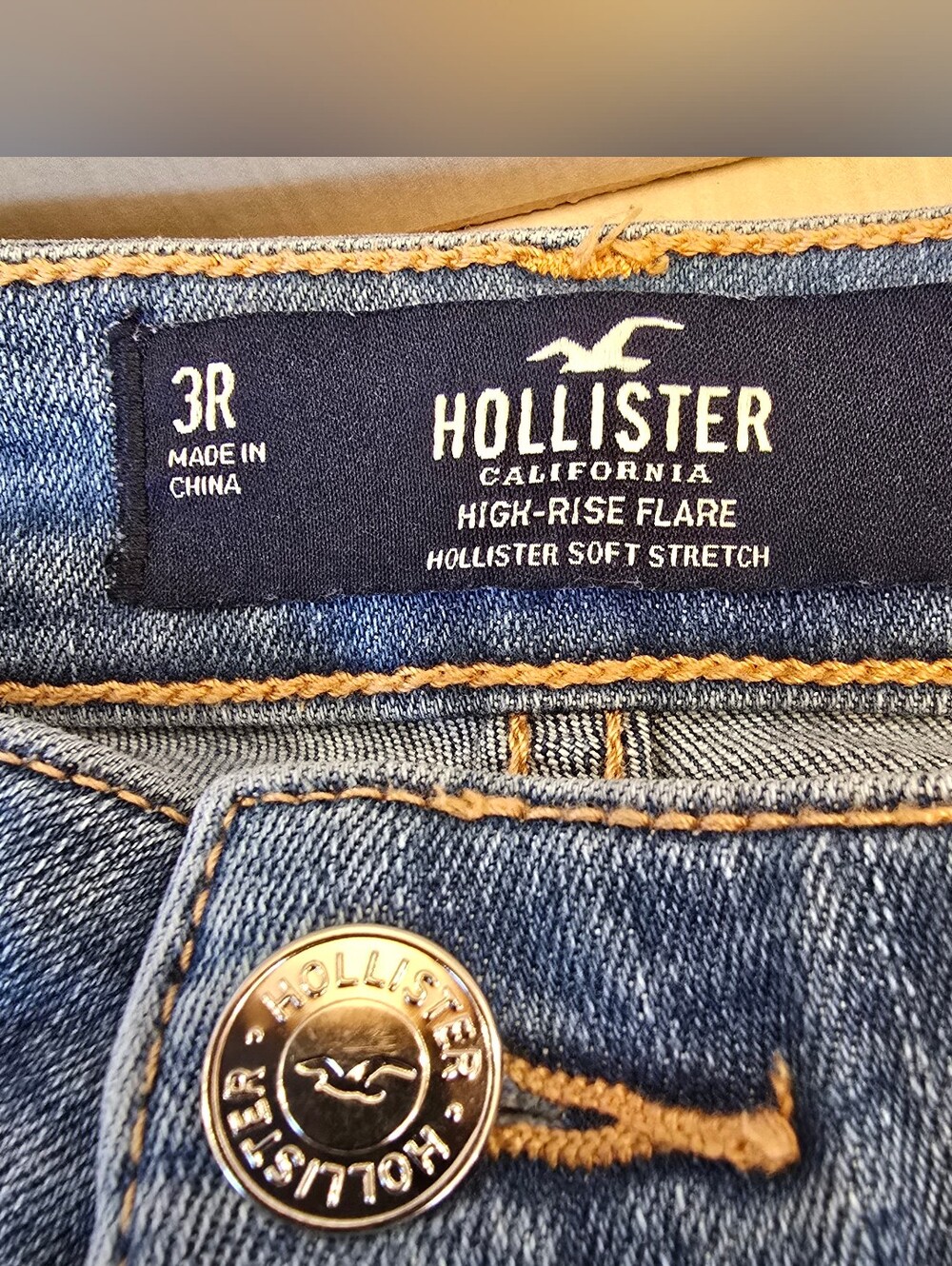 {3R/ 26W 31L} Hollister High Rise Flare Y2K Patchwork Stretchy Jeans - Picture 13 of 16